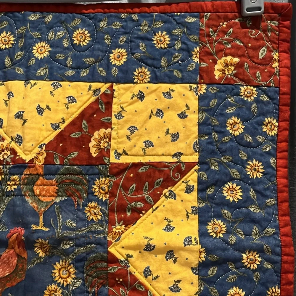 Quilted Wall Hanging German Star w/ Rooster Tuscan Kitchen Tuscan Colors